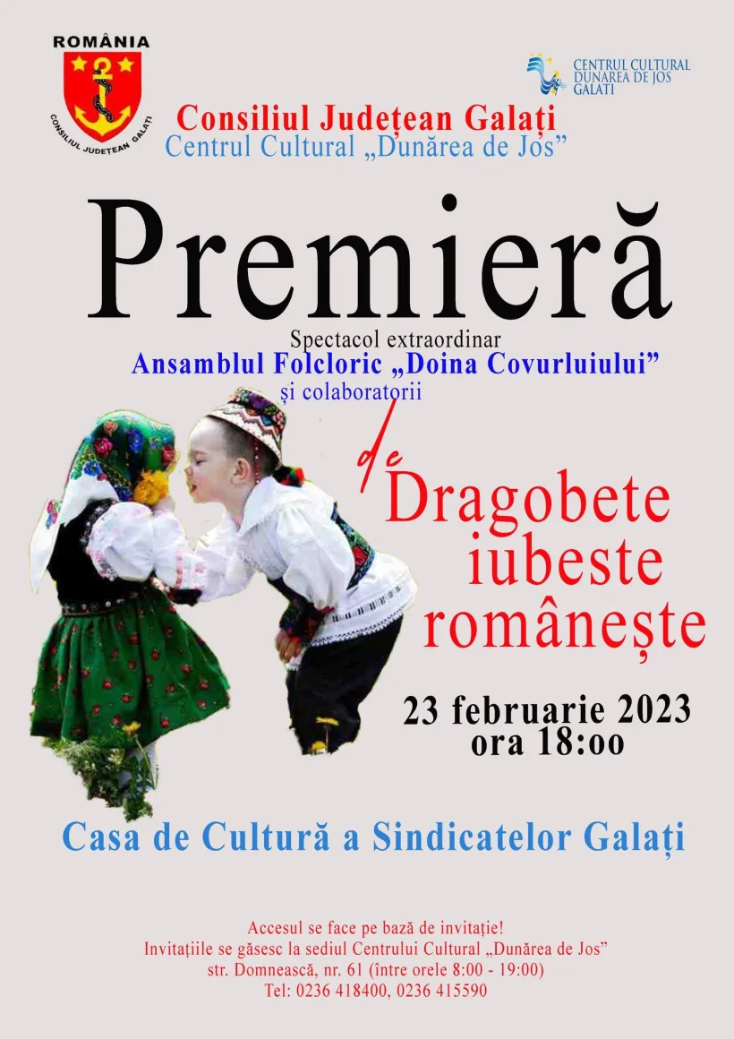 Spectacol autentic românesc de Dragobe, organizat de Consiliul Județean Galați