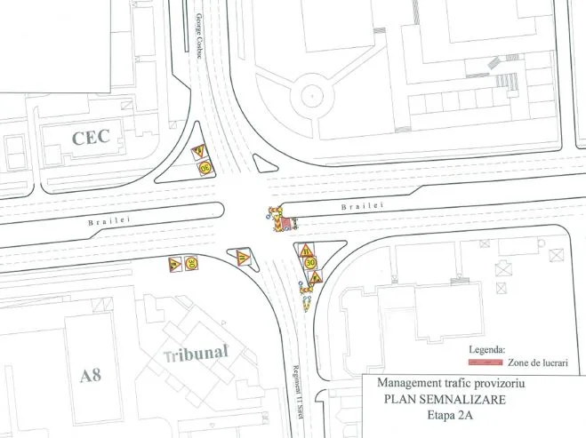 Restricții de trafic într-o intersecție din Galați