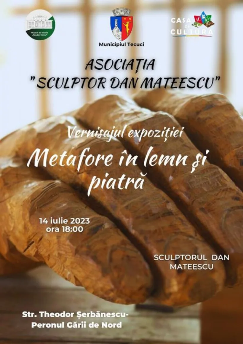 Expoziția „Metafore în lemn și piatră” la atelierul sculptorului Dan Mateescu din Tecuci