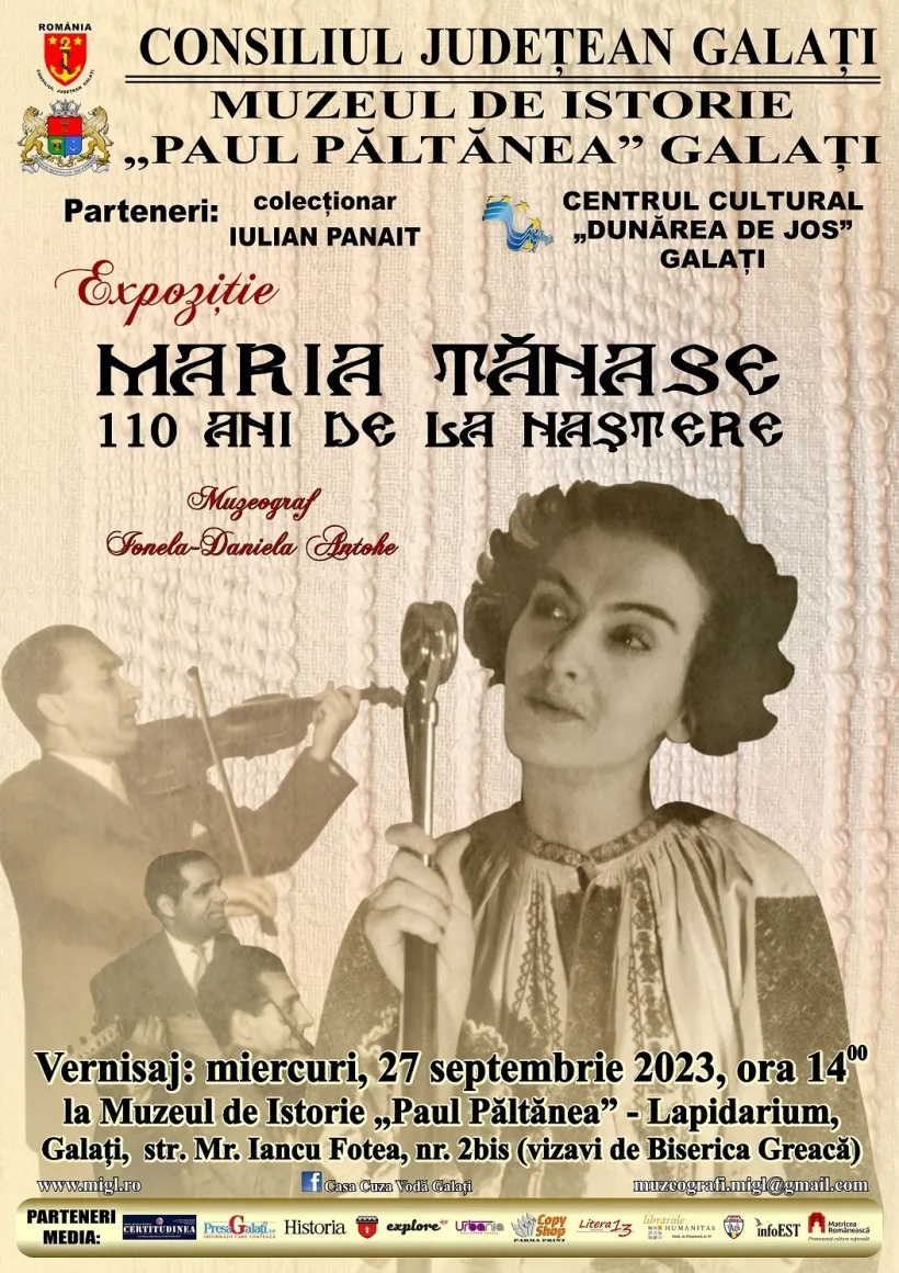 Expoziție dedicată Mariei Tănase, la Muzeul de Istorie din Galați