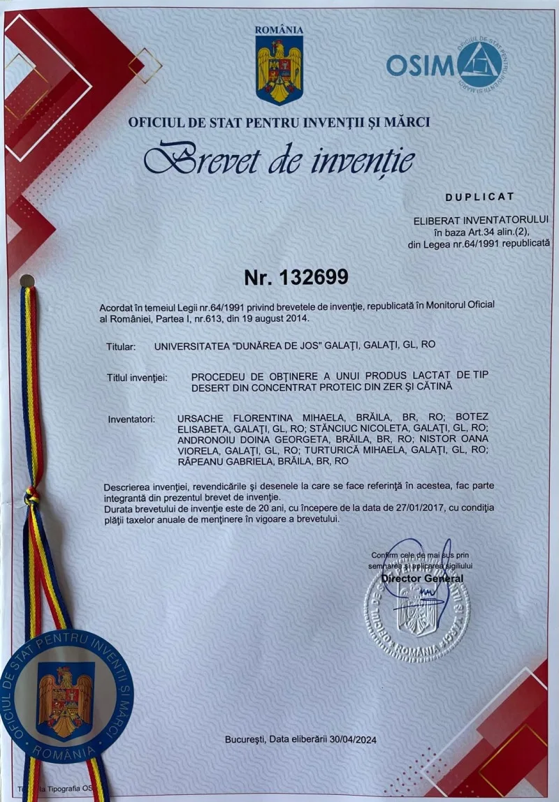 Desert pe bază de concentrat proteic din zer și cătină, o nouă invenție a cercetătorilor de la Universitatea din Galați
