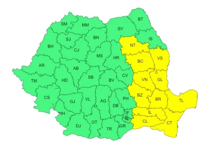 Cod galben de ploi însemnate în Galați