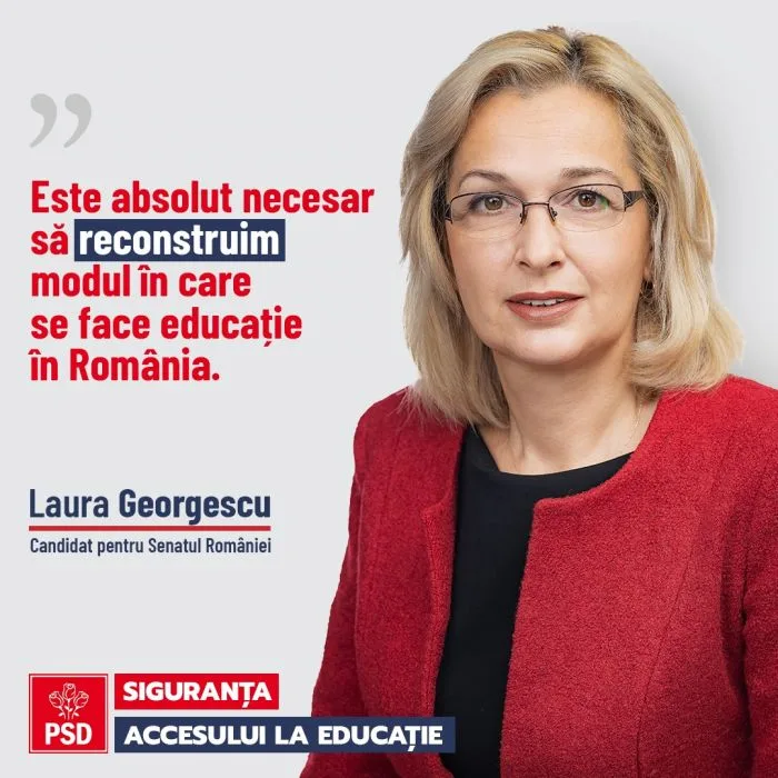 Laura Georgescu:"Este absolut necesar să reconstruim modul în care se face educație în România"