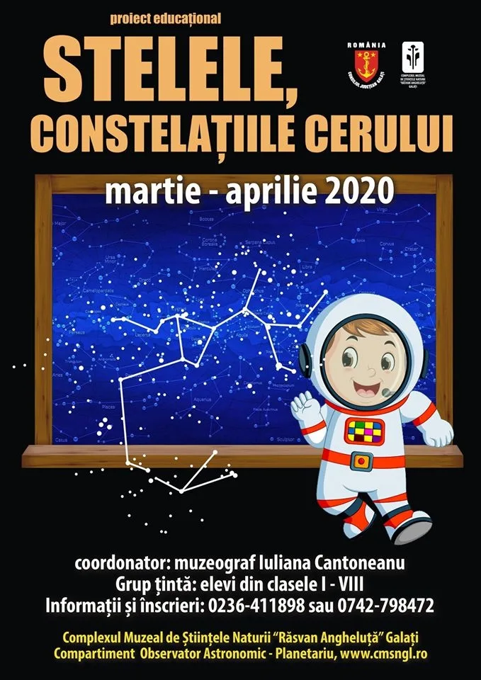 Complexul Muzeal de Științele Naturii Galați derulează programul educațional "Stelele, constelațiile cerului"