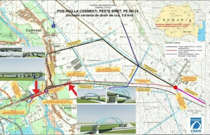 Pod nou peste râul Siret, în județul Galați. Investiție realizată din fonduri europene