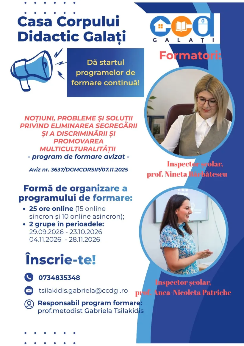 Casa Corpului Didactic Galați a dat startul cursurilor de formare continuă